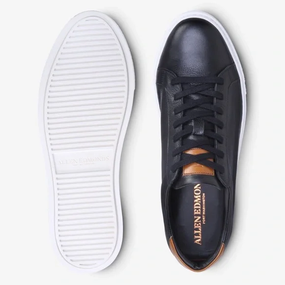 Allen Edmonds Oliver Courtside Men’s Black Leather Lace-Up Sneakers - Picture 4 of 11